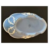 BB - Blue Cloud-Edge Bowl with White Relief Medallion - Hand Painted Japan