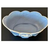 BB - Blue Cloud-Edge Bowl with White Relief Medallion - Hand Painted Japan