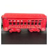 uL - Cast Iron Train Set - 9-In Wide Engine with Green, Red & Blue Cars (4-Piece)