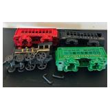 uL - Cast Iron Train Set - 9-In Wide Engine with Green, Red & Blue Cars (4-Piece)