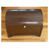 Blanket Chest - Brown Wood Curved-Top Storage Trunk 11 x 16 x 19 in