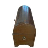 Blanket Chest - Brown Wood Curved-Top Storage Trunk 11 x 16 x 19 in