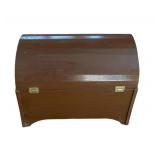 Blanket Chest - Brown Wood Curved-Top Storage Trunk 11 x 16 x 19 in