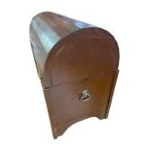 Blanket Chest - Brown Wood Curved-Top Storage Trunk 11 x 16 x 19 in