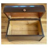 Blanket Chest - Brown Wood Curved-Top Storage Trunk 11 x 16 x 19 in