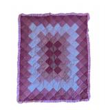 uL - Patchwork Quilt - Pink Diamond Blocks, 28x35 in, Ruffled Border