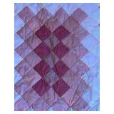 uL - Patchwork Quilt - Pink Diamond Blocks, 28x35 in, Ruffled Border