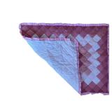 uL - Patchwork Quilt - Pink Diamond Blocks, 28x35 in, Ruffled Border