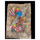 uL - Amate Bark Painting - Mexican Folk Art Bird Panel 8.5 x 12.5 in