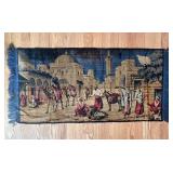 uL - Vintage Tapestry 39 x 19 in - Night Bazaar Scene with Camels