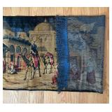 uL - Vintage Tapestry 39 x 19 in - Night Bazaar Scene with Camels