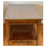 uL - Vintage Wooden Accent Table with Glass Top
