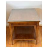 uL - Vintage Wooden Accent Table with Glass Top
