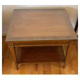 uL - Vintage Wooden Accent Table with Glass Top