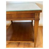 uL - Vintage Wooden Accent Table with Glass Top