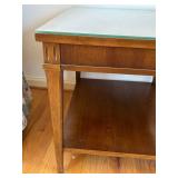 uL - Vintage Wooden Accent Table with Glass Top