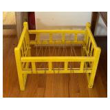 uL - Vintage Yellow Wooden Doll Cradle