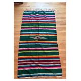 uL - Mexican Serape Blanket 74 x 40 in Multicolor Rainbow Stripes Diamond Motif