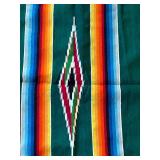 uL - Mexican Serape Blanket 74 x 40 in Multicolor Rainbow Stripes Diamond Motif