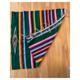 uL - Mexican Serape Blanket 74 x 40 in Multicolor Rainbow Stripes Diamond Motif