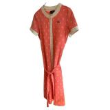 uL - Lacoste Vintage Dress - Coral Pink with Cream Trim, Diamond Print