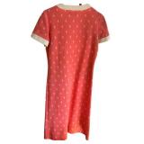 uL - Lacoste Vintage Dress - Coral Pink with Cream Trim, Diamond Print