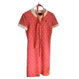 uL - Lacoste Vintage Dress - Coral Pink with Cream Trim, Diamond Print