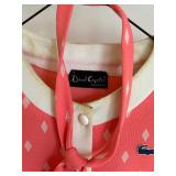 uL - Lacoste Vintage Dress - Coral Pink with Cream Trim, Diamond Print