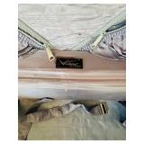 uL - Ventura Travelware Vintage Suitcase 8 x 16 x 25 in - Blue Vinyl with Tokyo 77 & Northwest Orient Stickers