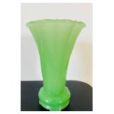 uL - Vase - Vintage Green Glass, 6 in Tall