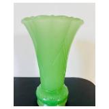 uL - Vase - Vintage Green Glass, 6 in Tall