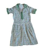 uL - Vintage Green Floral Geometric Dress - 16.5in Waist Across