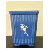 uL - Blue Floral Ceramic Plant Pot 6-inch with White Blossom Relief