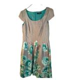 uL - Ellen Tracy Dress - Floral Teal Print, Size 16, Teal Lining