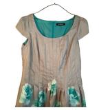 uL - Ellen Tracy Dress - Floral Teal Print, Size 16, Teal Lining