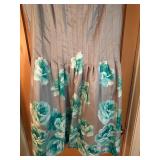 uL - Ellen Tracy Dress - Floral Teal Print, Size 16, Teal Lining