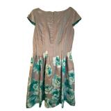 uL - Ellen Tracy Dress - Floral Teal Print, Size 16, Teal Lining