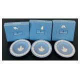 uL - Wedgwood 4.5-Inch Candle Trays Jasperware Blue (Lot of 3)