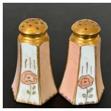 uL - Floral Salt & Pepper Shakers - Vintage Pink & White Rose Pattern, 3 in Tall (2-Piece)