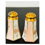 uL - Floral Salt & Pepper Shakers - Vintage Pink & White Rose Pattern, 3 in Tall (2-Piece)