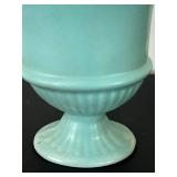 uL - Vintage Aqua Vase 9 in Tall - Glazed Ceramic Urn on Pedestal