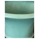 uL - Vintage Aqua Vase 9 in Tall - Glazed Ceramic Urn on Pedestal