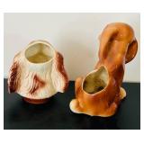 uL - Pair of 8-Inch Vintage Ceramic Dog Vases - Set of 2