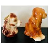 uL - Pair of 8-Inch Vintage Ceramic Dog Vases - Set of 2