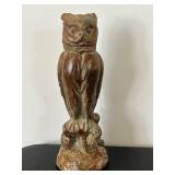 uL - Owl Statue - 9-inch-high - Bronze Patina Finish on Rock Base