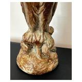 uL - Owl Statue - 9-inch-high - Bronze Patina Finish on Rock Base
