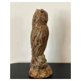 uL - Owl Statue - 9-inch-high - Bronze Patina Finish on Rock Base
