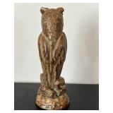 uL - Owl Statue - 9-inch-high - Bronze Patina Finish on Rock Base