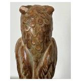 uL - Owl Statue - 9-inch-high - Bronze Patina Finish on Rock Base