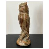 uL - Owl Statue - 9-inch-high - Bronze Patina Finish on Rock Base